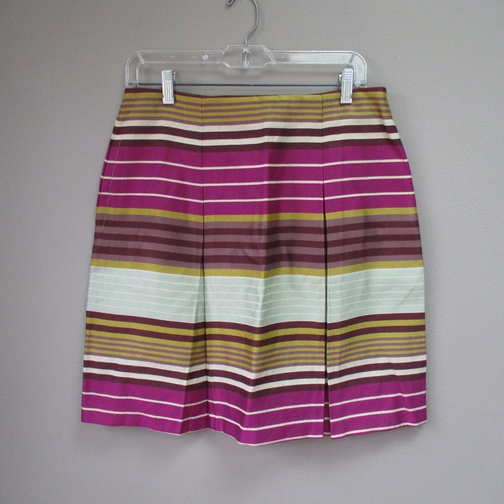 J. McLaughlin Skirt A Line Size 10 Purple Green Brown Rayone Blend